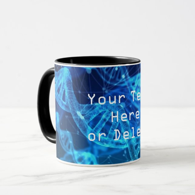 Mug Texte personnalisé Bleu Double Hélix ADN Strand Sc (Devant gauche)
