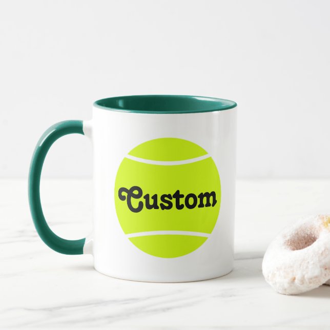 Mug Texte personnalisé Boule de café de tennis (Avec donut)