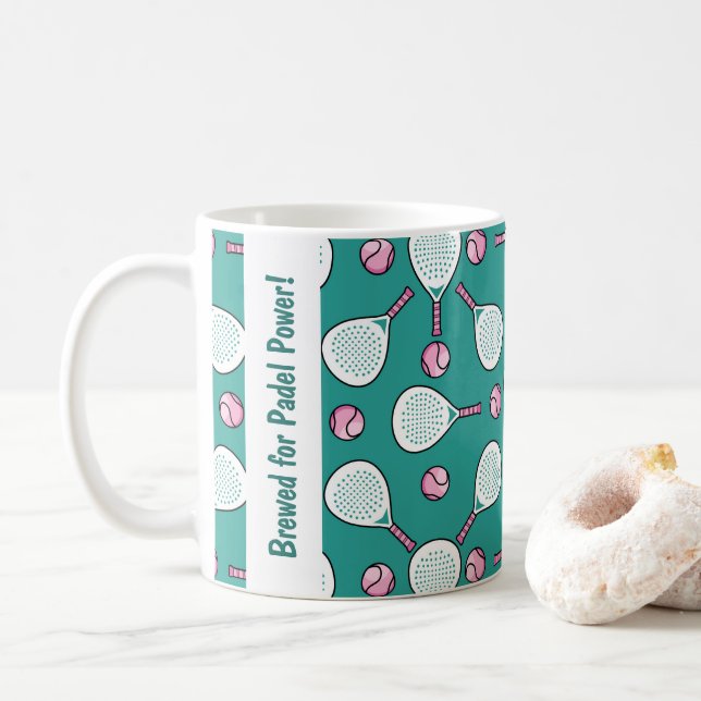 Mug 🎾 texte personnalisé, Brasé pour Padel Power! (Avec donut)