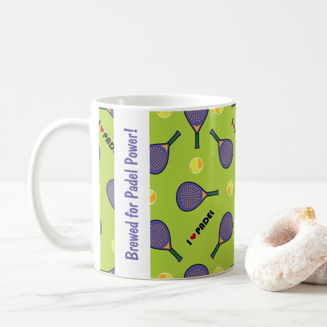 Mug 🎾 texte personnalisé, Brasé pour Padel Power! (Avec donut)