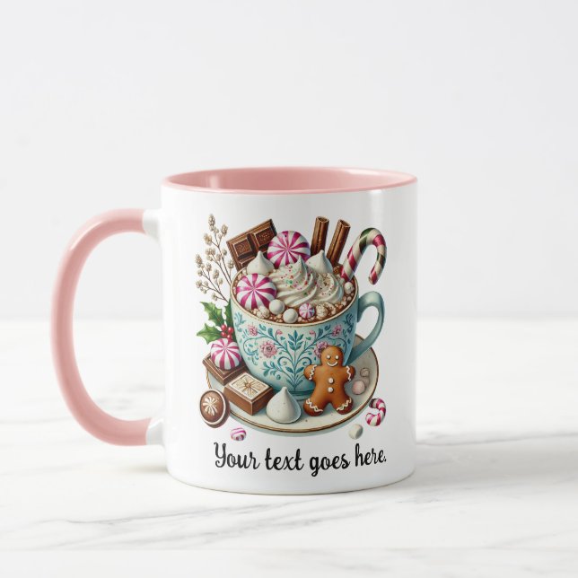 Mug Texte personnalisé Chocolat chaud de Noël (Gauche)