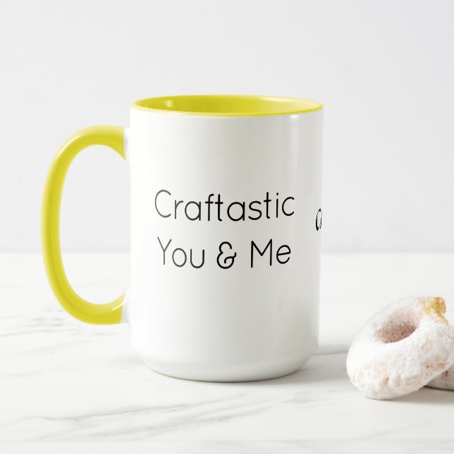 Mug Texte personnalisé, combinaison colorée Craftastic (Avec donut)