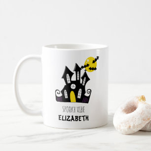 Mug Texte personnalisé Halloween Château Éffrayant