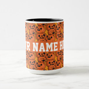 Mug Texte personnalisé Halloween Citrouilles heureuses