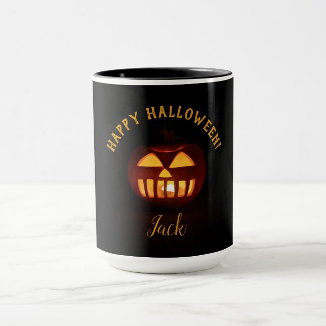 Mug Texte personnalisé Halloween Éffrayant Orange Citr (Centre)