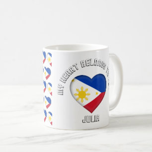 Mug Texte personnalisé Le Motif philippin des coeurs 