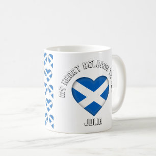 Mug Texte personnalisé Le Motif Scottish Flag Hearts