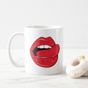 Mug Texte personnalisé lèvres rouges drôles bouche des