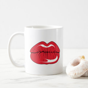 Mug Texte personnalisé lèvres rouges drôles bouche des