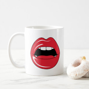 Mug Texte personnalisé lèvres rouges drôles bouche des