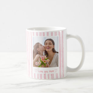 Mug Texte personnalisé Photo Rayures roses Coquette