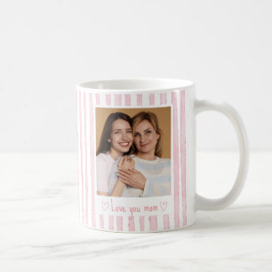 Mug Texte personnalisé Photo Rayures roses Coquette 