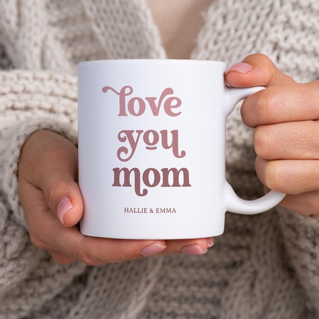 Mug Texte rétro Boho | Aimez-vous Maman Gradient Rose (Créateur téléchargé)