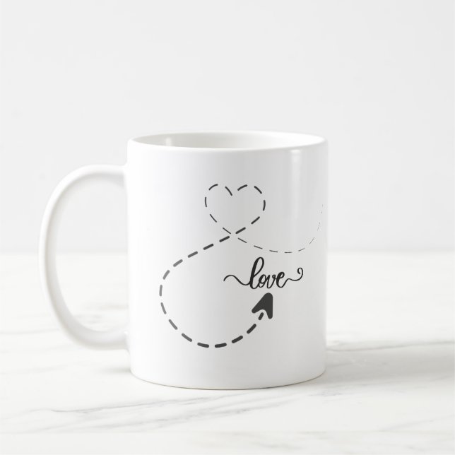 Mug Texte simple "Amour" noir textuel Coupe de café te (Gauche)