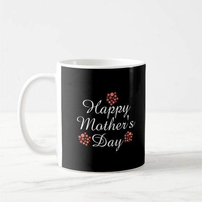 Mug texte simple moderne joyeux jour de la mère pêche  (Gauche)