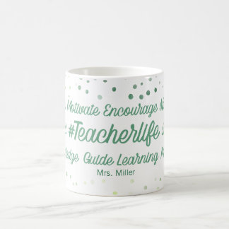 Mug Texte vert de l'enseignant inspirant personnalisé