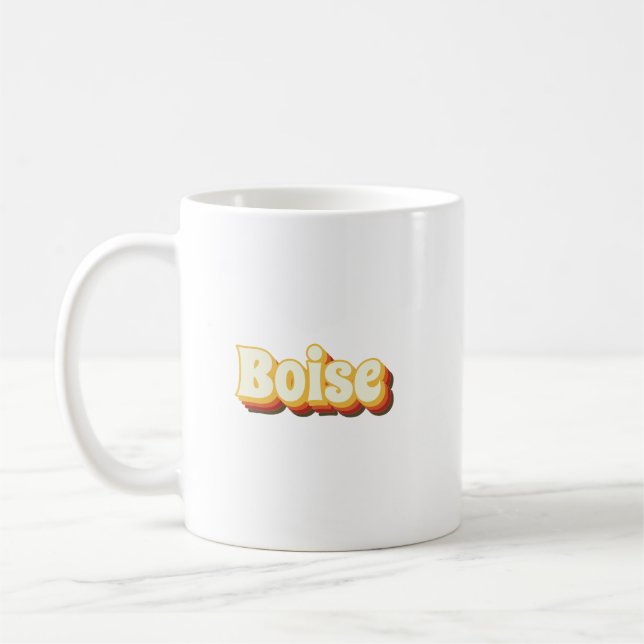 Mug Texte Vintage Boise Retro (Gauche)