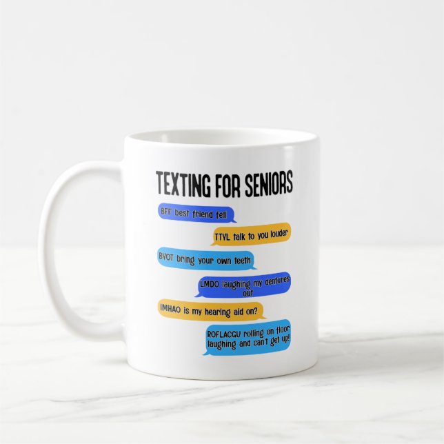 Mug Textes pour les aînés Drôle Retraite Code texte  (Gauche)
