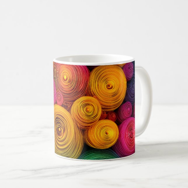Mug Texture abstraite de cercles concentriques multico (Devant droit)