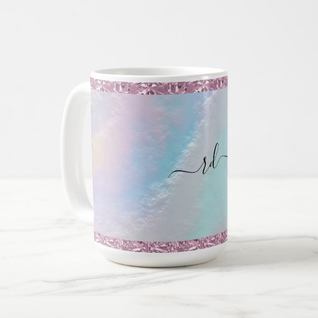 Mug Texture arc-en-ciel Abstraite et cristal rose (Devant gauche)