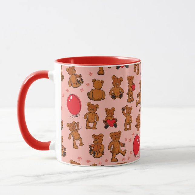 Mug Texture avec le nounours, coeurs (Gauche)