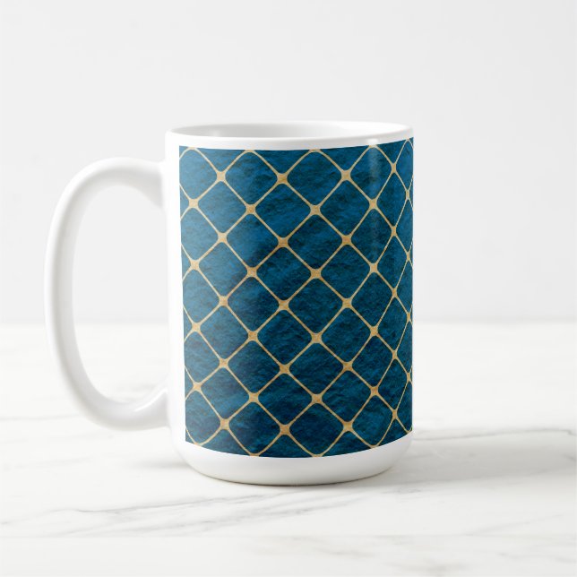 MUG TEXTURE BLEUE RESSEMBLE AVEC MOTIF DIAMOND OR (Gauche)