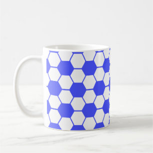 Mug Texture de ballon de football - Blanc et bleu 