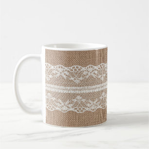 Mug Texture de dentelle blanche Brown