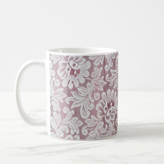 Mug Texture de dentelle d'élégance blanche avec bea sa (Gauche)