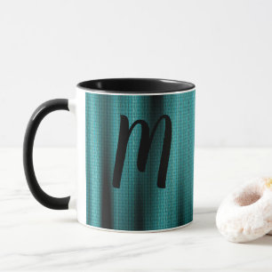 Mug Texture de feuille bleue Personnaliser le monogram