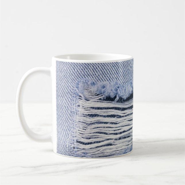 Mug Texture de jean bleu clair torn (Gauche)