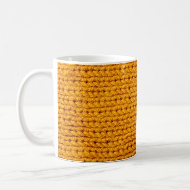 Mug Texture de laine tricotée jaune arrière - plan mot (Gauche)