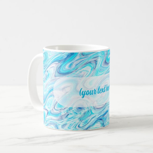 Mug Texture de marbre à vague bleue océanique abstrait (Devant gauche)