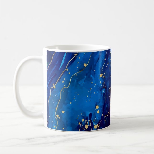 Mug Texture de marbre bleu or luxueux (Gauche)
