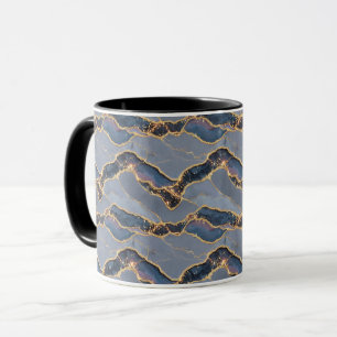 Mug Texture de marbre gris foncé de luxe avec veines d