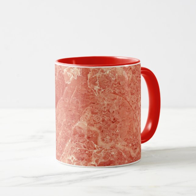 Mug Texture de marbre rouge corail (Devant droit)