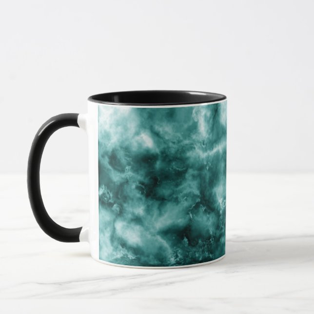 Mug Texture de marbre vert-foncé (Gauche)