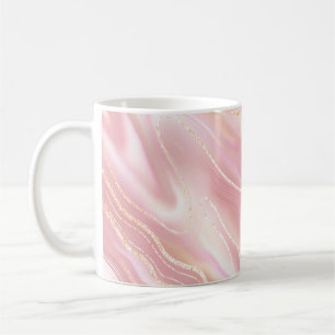Mug Texture élégante en marbre. Rose or liquide brilla