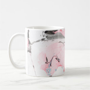 Mug Texture en marbre rose et noir. Main dessinée