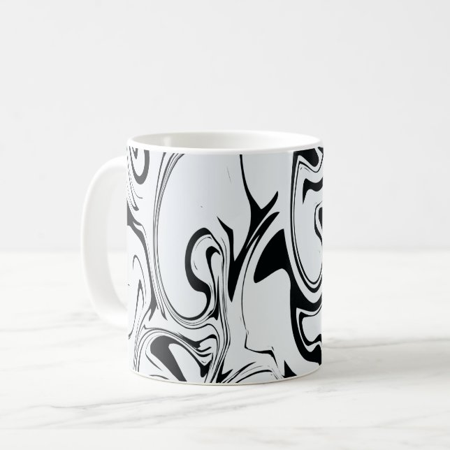 Mug Texture en marbre - Tons noir et blanc (Devant gauche)