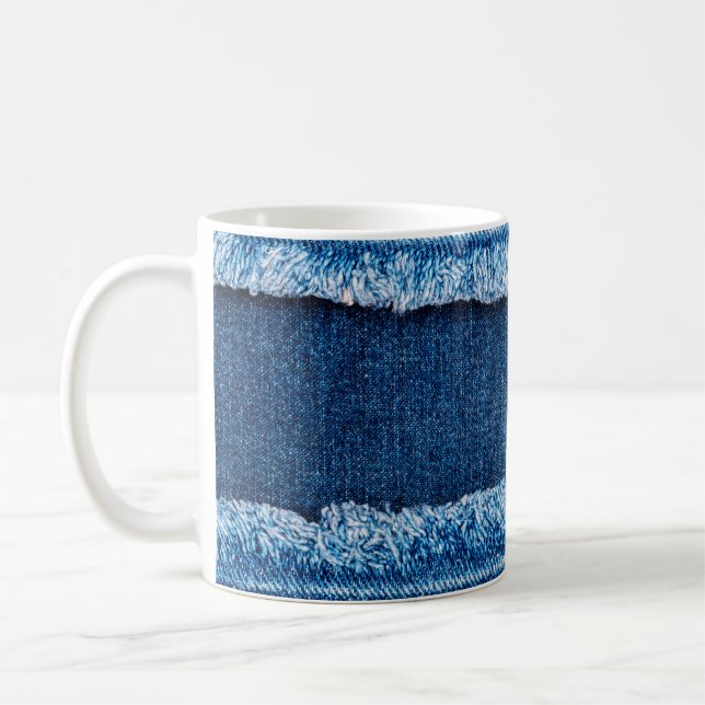 Mug Texture en tissu de jean denim bleu (Gauche)