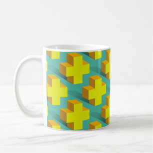Mug texture géométrique Abstraite des croix jaunes sur