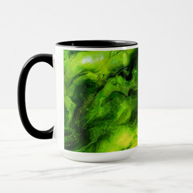 Mug Texture semblable au marbre en vert brillant  (Gauche)