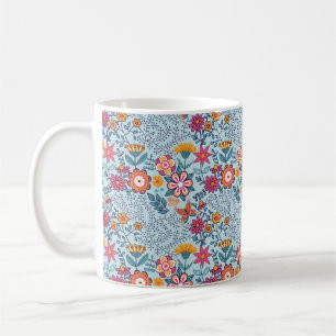 Mug Texture transparente avec fleurs et papillons. Fin
