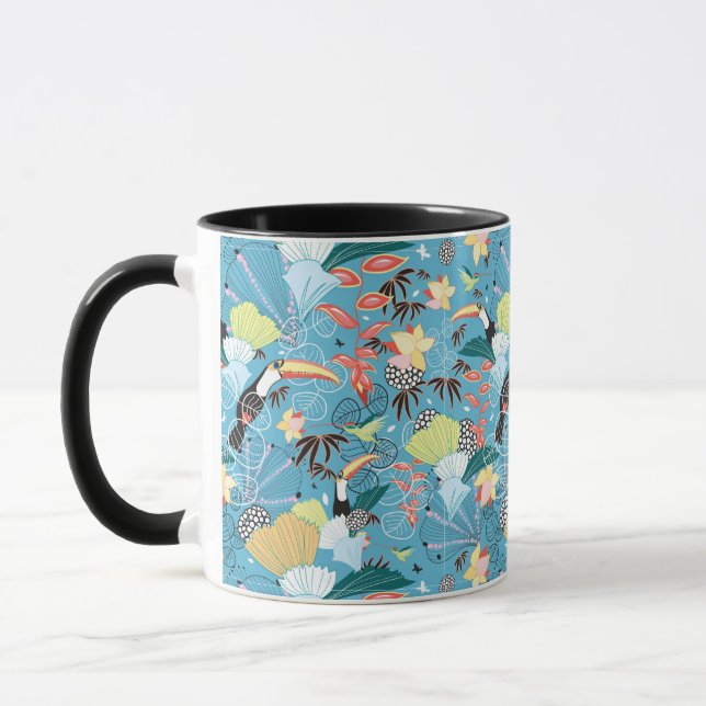 Mug Texture tropicale avec Toucans et Hummingbirds (Gauche)