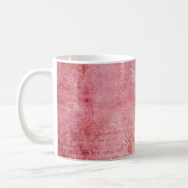 Mug Texture vintage scrapbook rose (Gauche)