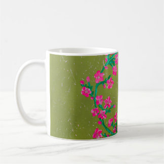 Mug Textured Pink Flower Wreath Painting 