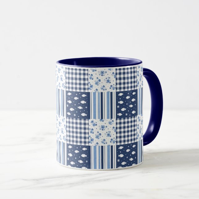 Mug Textures Bleus (Devant droit)