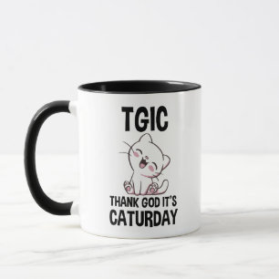 Mug TGIC Merci Dieu C'est Caturday