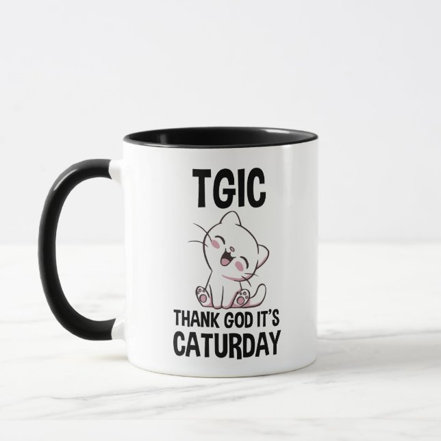 Mug TGIC Thank God It's Caturday (Gauche)